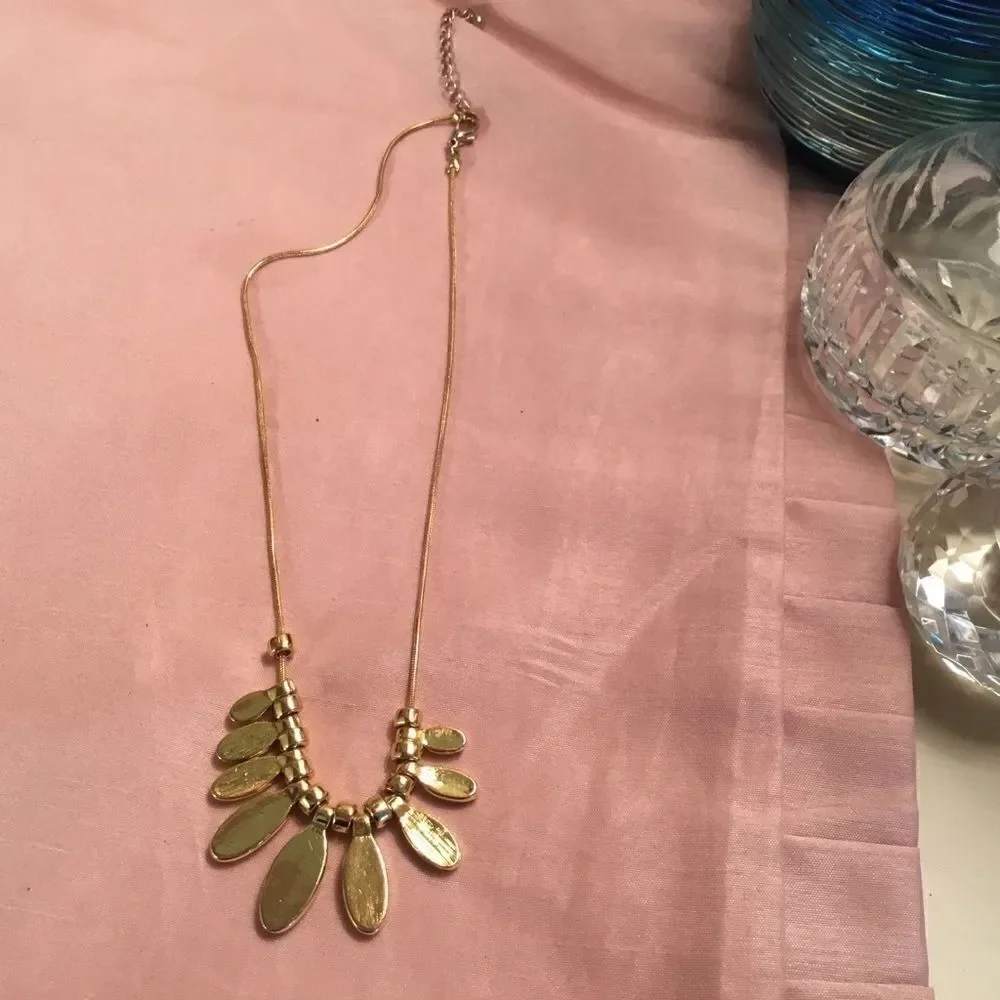 Goldtone Snake Chain with Green Pedals